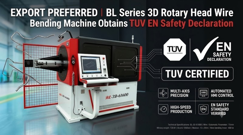 BELAN 3D Rotary Wire Bending Machine Series Obtains TUV Declaration of Conformity
